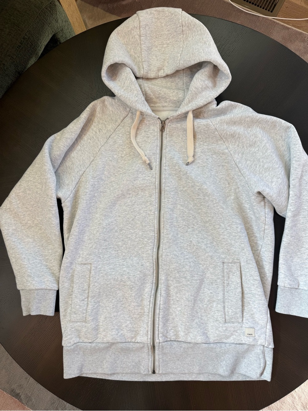 Women’s Vuori Heather Gray Full-Zip Hoodie long oversized size small